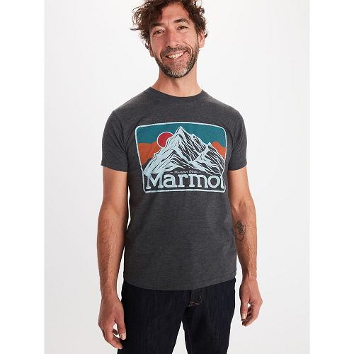 Marmot Mountain Peaks Clothes - Mens T-Shirts Black CA1583796 Canada